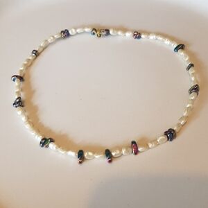 Patch & Roam Faux Seed Pearl Choker – Rainbow Hematite Boho Witchy Y2K Festival